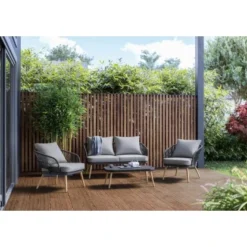 Lounge-Set Edna 4-teilig Seilbespannung Anthrazit -Vitavia Verkäufe 4048126615735 AB01 290720