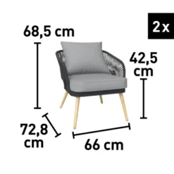 Lounge-Set Edna 4-teilig Seilbespannung Anthrazit -Vitavia Verkäufe 4048126615735 VM02 220920