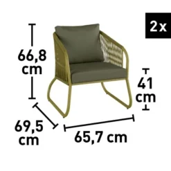 Lounge-Set Mit Esstisch Scafford 4-teilig Mit Seilbespannung Oliv -Vitavia Verkäufe 4048126618163 150