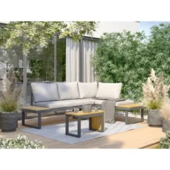 Lounge-Set Lipson 3-teilig Aus Akazienholz Und Aluminium Grau -Vitavia Verkäufe 4048126620623 10