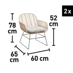 Lounge-Set Udima Mit Tisch 4-teilig Aus Rattan Natur -Vitavia Verkäufe 4048126625512 150