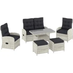 Lounge-Set Kalgan 6-teilig Wicker Eisgrau (B-Ware)