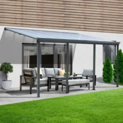 Home Deluxe Terrassenüberdachung Solis Alu 618 X 303 X 226 / 278 Cm Anthrazit