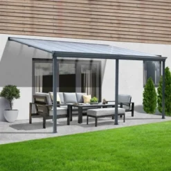 Home Deluxe Terrassenüberdachung Solis Alu 434 X 303 X 226 / 278 Cm Anthrazit