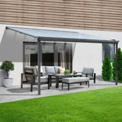 Home Deluxe Terrassenüberdachung Solis Alu 312 X 303 X 226 / 278 Cm Anthrazit