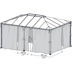 Palram - CanopiaInsektenschutznetz Für Martinique 3 X 3.6 Pavillon Anthrazit -Vitavia Verkäufe 4120549 3