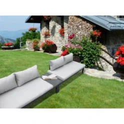 Gartenfreude Alu-Lounge Mit Latten In Holzoptik Aus PS Und Wasserabw. Kissen -Vitavia Verkäufe 4251083906017 4655 07