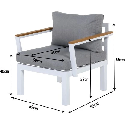 Gartenfreude Aluminium-Sessel Ambience 75 X 63 X 44 Cm Weiß-Grau 2 Gartenfreude Aluminium-Sessel Ambience 75 X 63 X 44 Cm Weiß-Grau – Bild 2