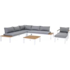 Gartenfreude Aluminium-Lounge Ambience Zwei- U. Dreisitzer Tisch Uvm. Weiß-Gr.