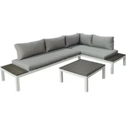 Gartenfreude Aluminium-Lounge Ambience Zwei- U. Dreisitzer Tisch Weiß