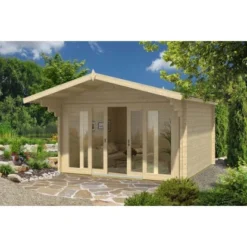 Alpholz Gartenhaus Neva 44 ISO Satteldach 426 Cm X 512 Cm Braun