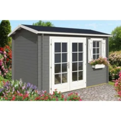 Alpholz Gartenhaus Luisa-28 Satteldach 360 Cm X 270 Cm Anthrazit