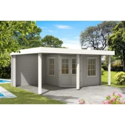 Alpholz Gartenhaus Hanna-40 Plus Flachdach 598 Cm X 402 Cm Grau