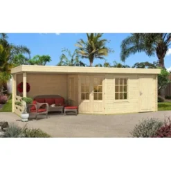 Alpholz Holz-Gartenhaus Flachdach Unbehandelt 920 Cm X 322 Cm