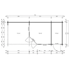 Alpholz Holz-Gartenhaus Flachdach Unbehandelt 920 Cm X 322 Cm -Vitavia Verkäufe 4251554411651 11003400 3
