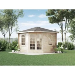 Alpholz Gartenhaus Viking ISO Spitzdach 326 Cm X 326 Cm Natur