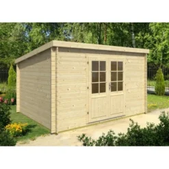 Alpholz Gartenhaus Sonja-44 Pultdach 379 Cm X 323 Cm Braun