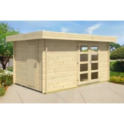 Alpholz Holz-Gartenhaus Flachdach Unbehandelt 920 Cm X 310 Cm