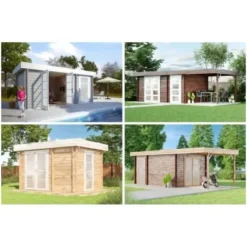 Alpholz Holz-Gartenhaus Flachdach Unbehandelt 422 Cm X 359 Cm -Vitavia Verkäufe 4251554412528 11003400 6