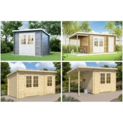 Alpholz Holz-Gartenhaus Pultdach Unbehandelt 920 Cm X 225 Cm -Vitavia Verkäufe 4251554412634 11003400 7