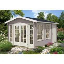 Alpholz Gartenhaus Kim-40 Satteldach 340 Cm X 460 Cm Braun