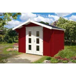 Alpholz Gartenhaus Anna 44 ISO Satteldach 330 Cm X 390 Cm Rot