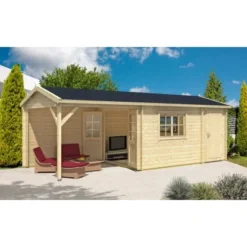 Alpholz Gartenhaus Burgsee-40 Satteldach 714 Cm X 322 Cm Hellbraun