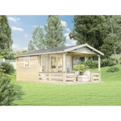 Alpholz Gartenhaus Lappland-B ISO Satteldach 399 Cm X 579 Cm Braun