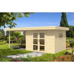 Alpholz Gartenhaus Lenox-28 Flachdach 603 Cm X 318 Cm Braun