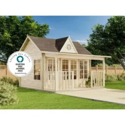 Alpholz Holz-Gartenhaus Satteldach Unbehandelt 920 Cm X 470 Cm