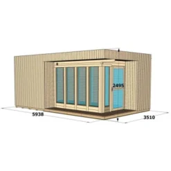 Alpholz Gartenhaus Home-Office Flachdach 351 Cm X 594 Cm Hellbraun -Vitavia Verkäufe 4251554487441 11003400 2