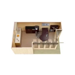 Alpholz Gartenhaus Home-Office Flachdach 351 Cm X 594 Cm Hellbraun -Vitavia Verkäufe 4251554487441 11003400 3