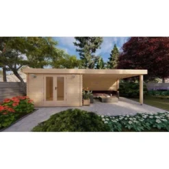 Alpholz Holz-Gartenhaus Flachdach Tauchimprägniert 920 Cm X 350 Cm