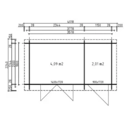 Alpholz Holz-Gartenhaus Pultdach Unbehandelt 496 Cm X 224 Cm