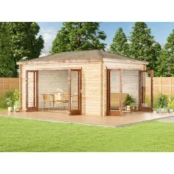 Alpholz Gartenhaus Sunrise ISO Walmdach 500 Cm X 352 Cm Natur