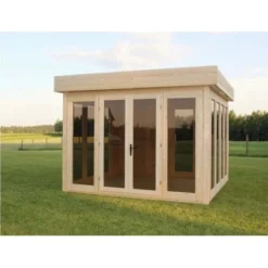 Alpholz Gartenhaus Orchidea 28 Flachdach 350 Cm X 370 Cm Natur