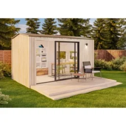 Alpholz Gartenhaus Reyna Satteldach 400 Cm X 240 Cm Natur