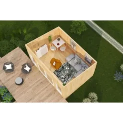 Polhus Holz-Gartenhaus Pultdach Unbehandelt 920 Cm X 377 Cm -Vitavia Verkäufe 4251771234781 11003400 4