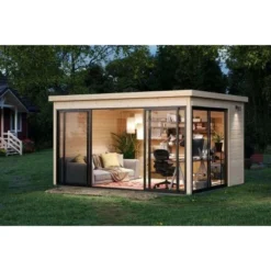 Polhus Holz-Gartenhaus Flachdach Unbehandelt 920 Cm X 322 Cm