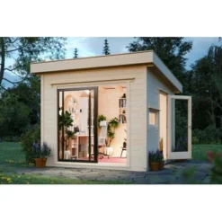 Polhus Holz-Gartenhaus Pultdach Unbehandelt 920 Cm X 339 Cm