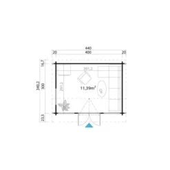 Lasita Maja Gartenhaus Windsor 44 Lichtgrau 400 Cm X 300 Cm -Vitavia Verkäufe 44 4415240003 Grundriss 1