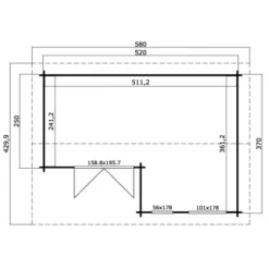 Lasita Maja Gartenhaus Brighton 44 Mm Gletschergrün 520 Cm X 370 Cm -Vitavia Verkäufe 44 4416902007 Grundriss 2