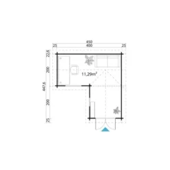 Lasita Maja Gartenhaus Portsmouth 44 Lichtgrau 400 Cm X 400 Cm -Vitavia Verkäufe 44 4420102003 Grundriss 1