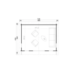 Lasita Maja Gartenhaus Elgin 44 Set Gold Gletschergrün 480 Cm X 360 Cm -Vitavia Verkäufe 44 Gold 39956 Grundriss 1