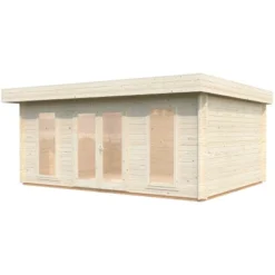 Palmako Bret Holz-Gartenhaus Natur Flachdach Unbehandelt 574 Cm X 390 Cm