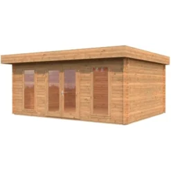 Palmako Bret Holz-Gartenhaus Braun Flachdach Tauchgrundiert 574 Cm X 390 Cm