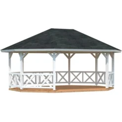 Palmako Pavillon Betty 25,0 M² Weiß Grundiert 615 Cm X 551 Cm