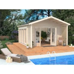 Palmako Holz-Gartenhaus Catherine 14,5 M² Tansparent Tauchgrundiert -Vitavia Verkäufe 4743142004098 4980 AB 02