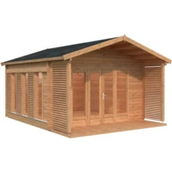 Palmako Holz-Gartenhaus Catherine 14,5 M² Braun Tauchgrundiert