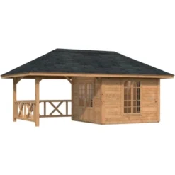 Palmako Holz-Gartenhaus Bianca 16,6 M² Set 7 Braun Tauchgrundiert